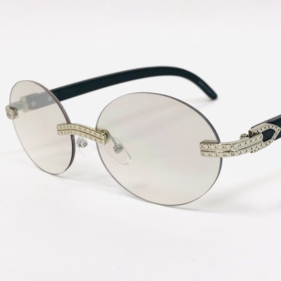 Men‎ Clear Sunglasses Oval Silver Trandy Shades Hip Hop Shades Classic Rimless - Picture 3 of 5